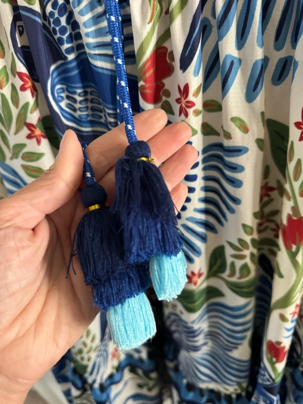 Farm Rio Blue Parrot Print Midi Dress – Limited Edition – Size L - Picture 6 of 7